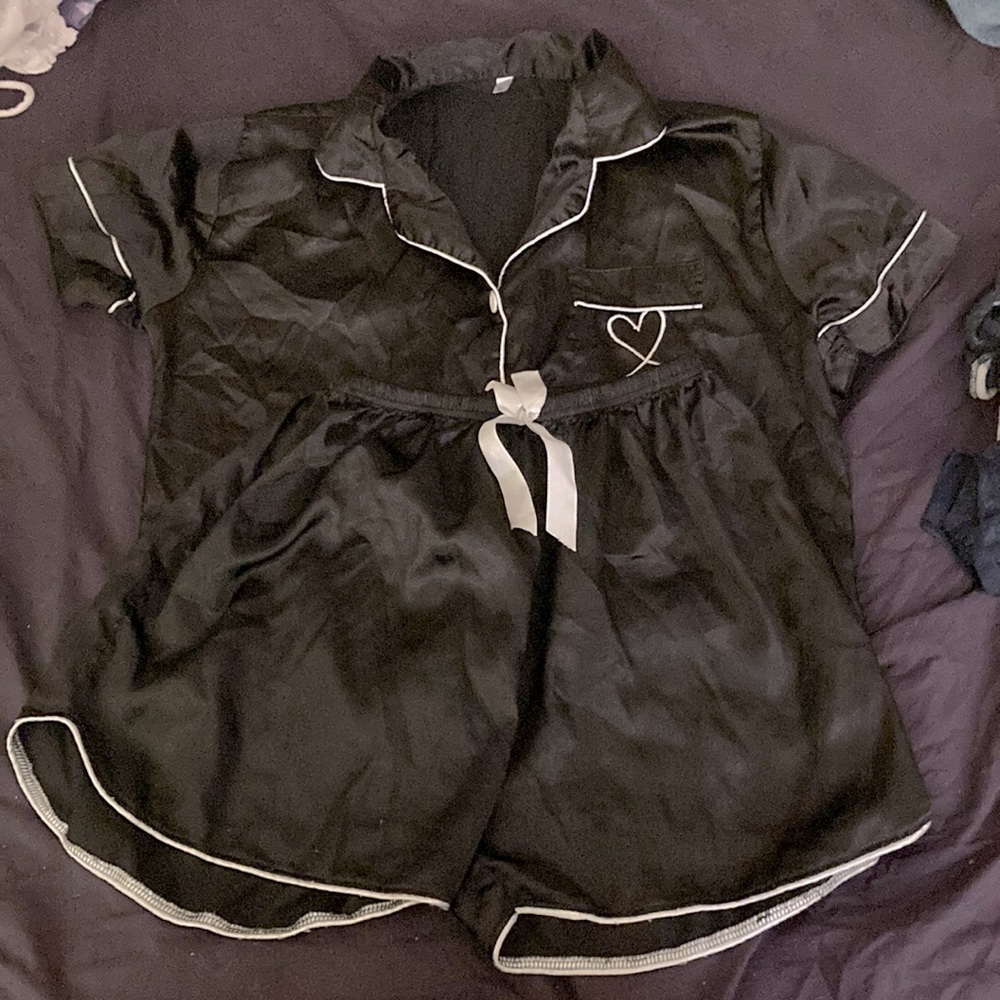 Black & White Silk PJ Set